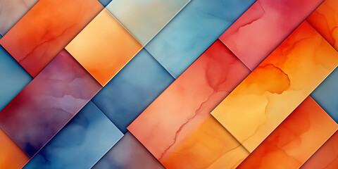 Wall Mural - Abstract Watercolor Background with Diagonal Geometric Pattern