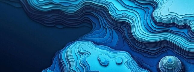 Wall Mural - modern and elegant abstract banner design incorporating dark blue paper waves.