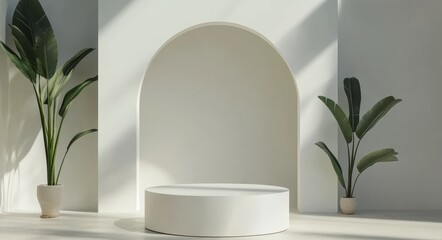 Wall Mural - an uncluttered light blue background for product displays, enhanced by the dynamic contrasts of ligh