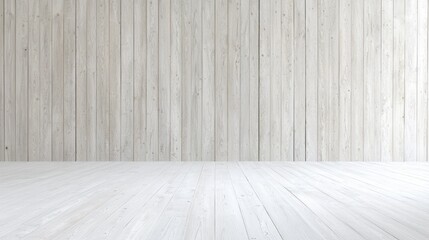 Wall Mural - White wood wall and floor background