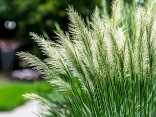 Wall Mural - A close up of some tall grass in a garden