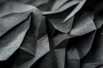 Wall Mural - Geometric shapes of black paper, abstract composition