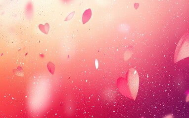 Wall Mural - Vibrant pink and red gradient background with floating hearts and soft glow for Saint Valentines Day and 8 March International Womens Day