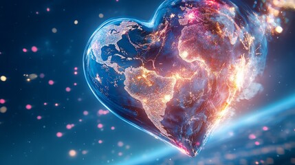 Wall Mural - heart shaped earth glowing in space promoting love and peace