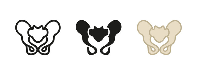 pelvis bone icon. human skeleton lower body anatomy symbol. pelvic hip joint structure vector illust