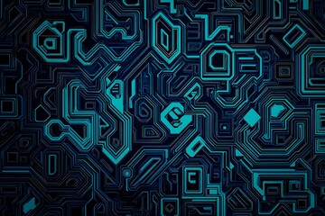 abstract close-up of a glowing blue digital circuit board, showcasing intricate connections and tech