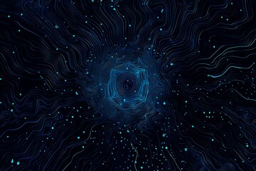 abstract close-up of a glowing blue digital circuit board, showcasing intricate connections and tech