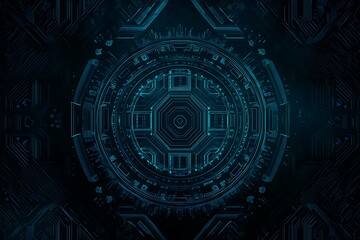 abstract close-up of a glowing blue digital circuit board, showcasing intricate connections and tech