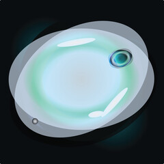 Wall Mural - luminous orb emanates a soft, ethereal glow, with a smaller satellite orbiting around it against a d