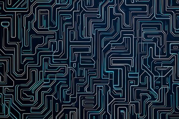 abstract close-up of a glowing blue digital circuit board, showcasing intricate connections and tech