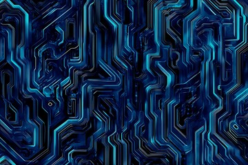 abstract close-up of a glowing blue digital circuit board, showcasing intricate connections and tech