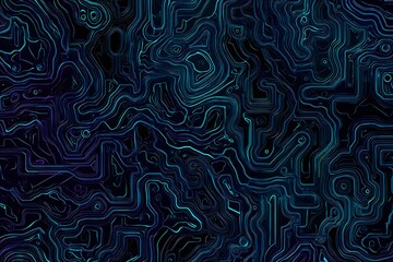 abstract close-up of a glowing blue digital circuit board, showcasing intricate connections and tech