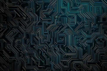 abstract close-up of a glowing blue digital circuit board, showcasing intricate connections and tech