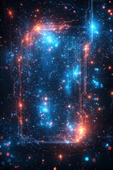 Wall Mural - Abstract futuristic technology science background with glowing circuits and particles