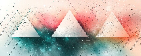 Wall Mural - Abstract geometric design with colorful gradient and triangle patterns