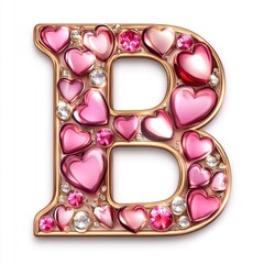 Wall Mural - Pink B Heart Necklace