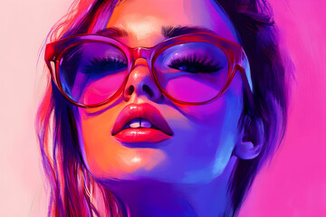 Wall Mural - Fashion Beauty Girl in Glasses