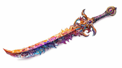 Wall Mural - A stunning fantasy sword design featuring vibrant colors and intricate details, perfect for artwork, games, or storytelling. Fantasy Armory & Weapons. Illustration