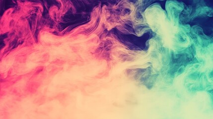 Sticker - Abstract swirls of vibrant pink, teal, and yellow smoke create a dreamy, ethereal effect against a dark background.