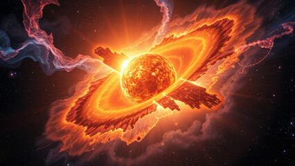Wall Mural - Celestial Explosion: A Fiery Cosmic Event background