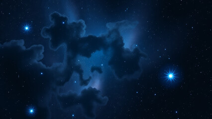 Wall Mural - Starry Night Sky Nebula Landscape background