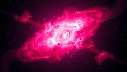 Wall Mural - vibrant pink nebula in deep space background