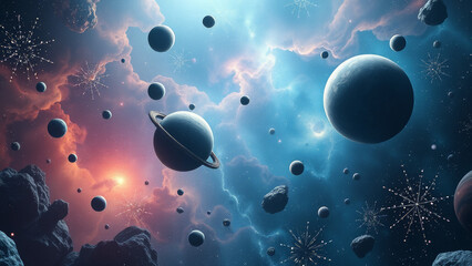 Wall Mural - awe-inspiring cosmic dance of planets background