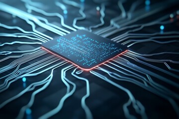 Computer chip with a red border