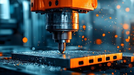 Leinwandbilder - A powerful hydraulic metal press forcefully shaping and forming metal sheets into specific shapes and designs within an industrial workshop or factory setting