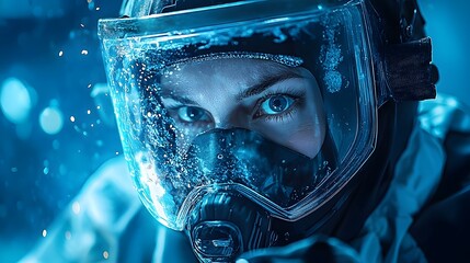 Poster - Close up view of a skilled worker wearing protective gear and equipment while welding steel beams in an active industrial factory or manufacturing setting
