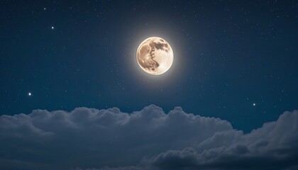 Wall Mural - Enchanting Night Sky: Moonlit Clouds and Stars