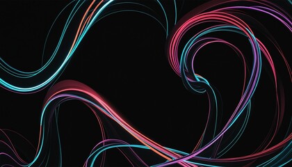 Wall Mural - futuristic neon dynamics: twisting light trails on a black canvas