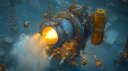 Poster - Glowing Top Secret Prototype Fusion Reactor Powering Advanced Futuristic Technology for and Innovation in the Aerospace and Engineering Fields