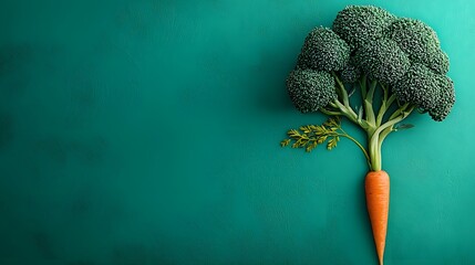 Unique and whimsical depicting a tree formed by broccoli as the foliage and a carrot as the trunk showcasing the creative fusion of different vegetables in a natural organic setting