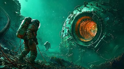 Aufkleber - A remarkable image depicting a futuristic holographic projection of an ancient alien race activated within the confines of an advanced lunar research facility