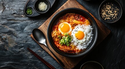 Wall Mural - Korean Kimchi Jjigae: Spicy Kimchi Stew Served Hot