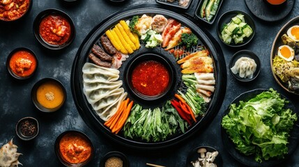 Wall Mural - Korean Mandu: Savory Dumplings Served with Dipping Sauce