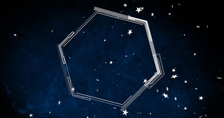Wall Mural - hexagonal shape image over starry night sky background