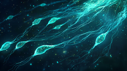 Wall Mural - bioluminescent tendrils extending from the being connecting with distant stars creating a web of ene