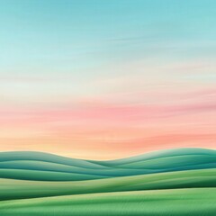 Poster - Serene Landscape with Soft Pastel Sky at Sunset