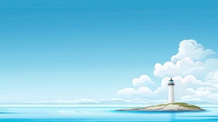 Wall Mural - serene lighthouse on calm waters under blue sky