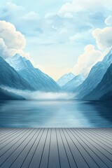 Wall Mural - serene mountain landscape with calm lake and clouds