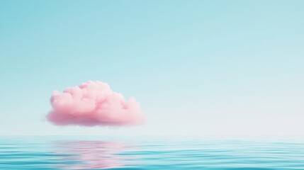 Wall Mural - serene pink cloud over calm ocean water surface