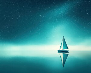 Wall Mural - Tranquil Night Sailing on Still Water Under Stars