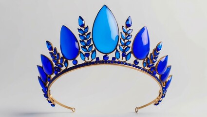 Wall Mural - aesthetic blue themed tiara isolated on plain white background