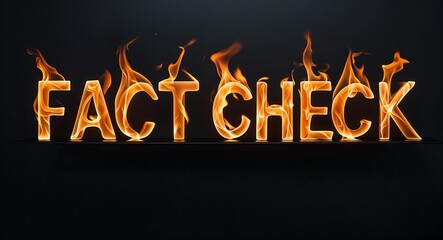 Wall Mural - fact check word made of fire flame on black background