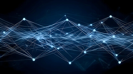 Wall Mural - abstract background creates a network of interconnected nodes with glowing lines seamlessly.