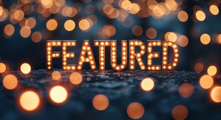 Wall Mural - featured lettering on blurred lights bokeh background