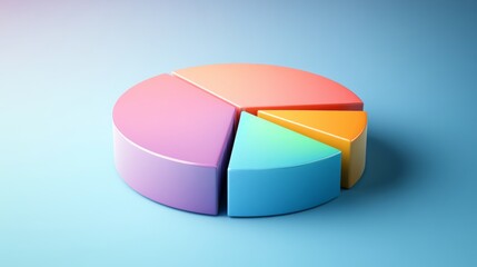 Fototapete - A corporate-style pie chart showing a financial breakdown of company profits, with sections for expenses, taxes, and net revenue, placed on a simple gradient background.