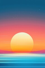 Wall Mural - Vibrant Sunset Over Calm Ocean Waters